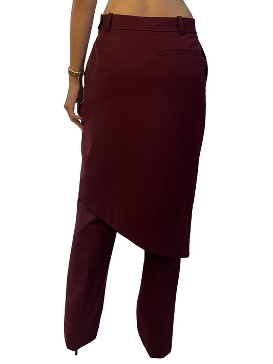 Helsa Burgundy Trouser W Attached Skirt. Size: XS