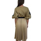Oroton Black & Tan Pleated Long Sleeve Dress. Size: 10