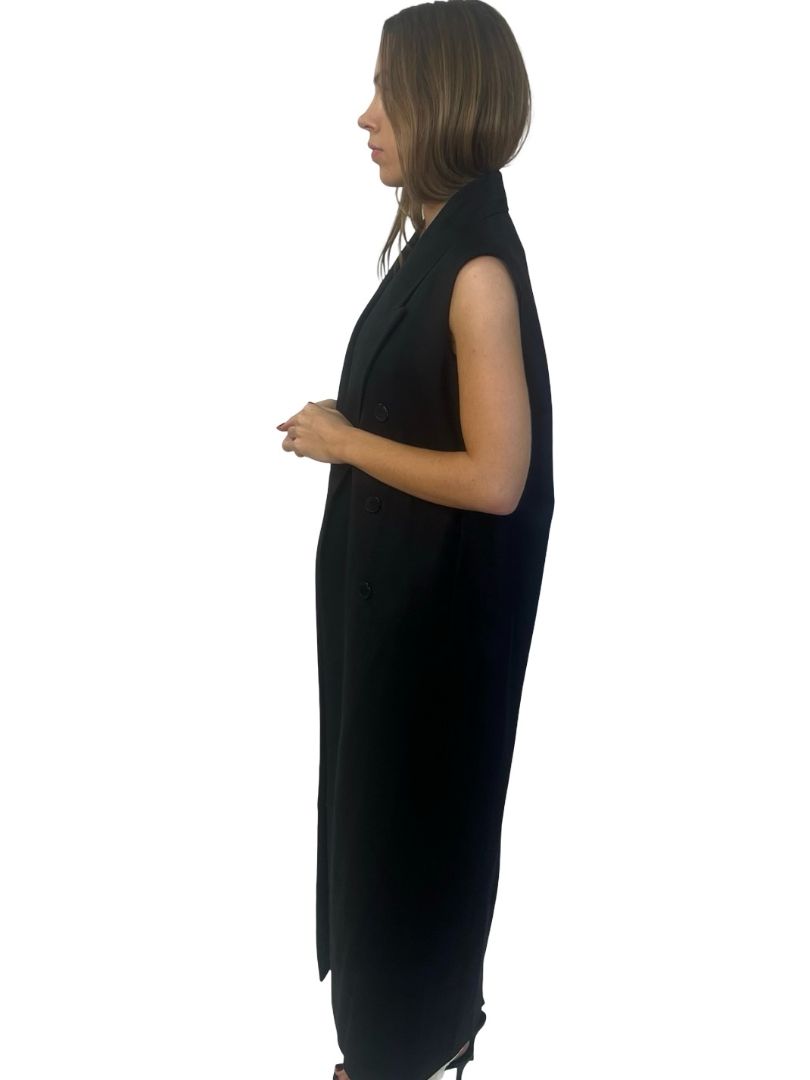 Sass & Bide Black 'Atomic' Longline Vest Coat. Size: 8