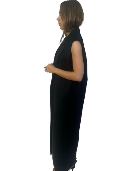 Sass & Bide Black 'Atomic' Longline Vest Coat. Size: 8