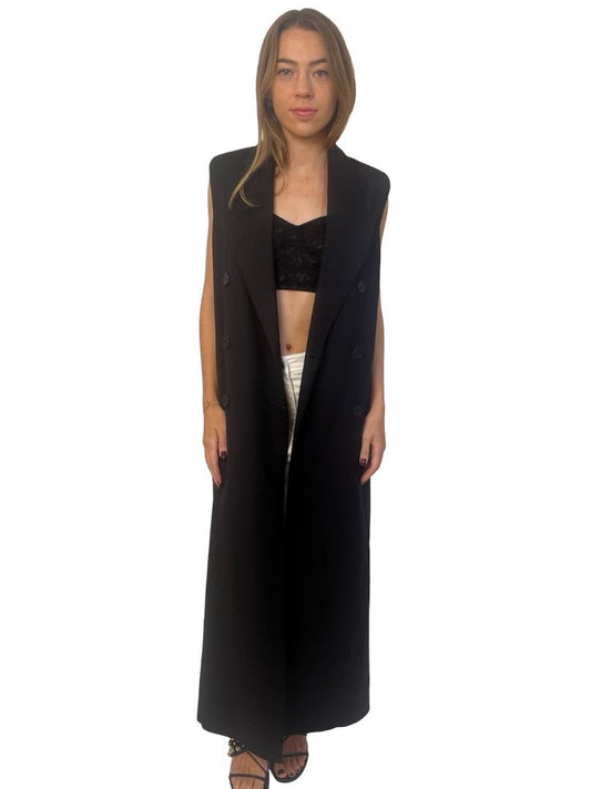 Sass & Bide Black 'Atomic' Longline Vest Coat. Size: 8
