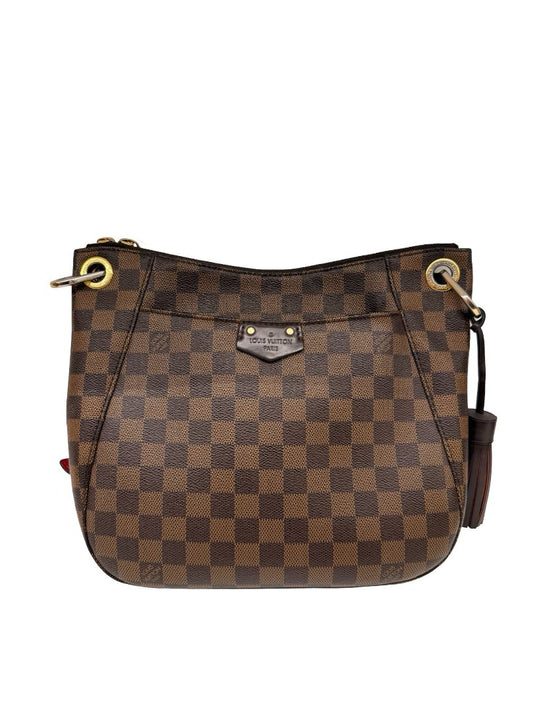 Louis Vuitton Brown Monogram 'South Bank Besace Damier Ebene' Crossbody Bag.