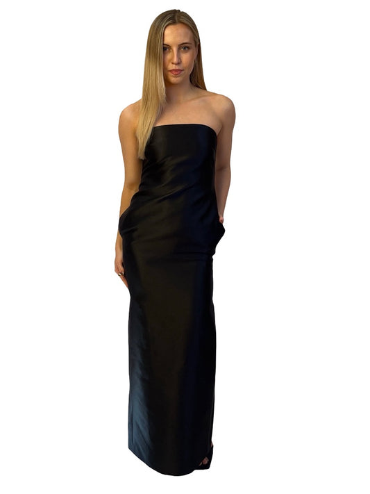 Huong Black Strapless 'Lynette' Taffetta Dress. Size: M