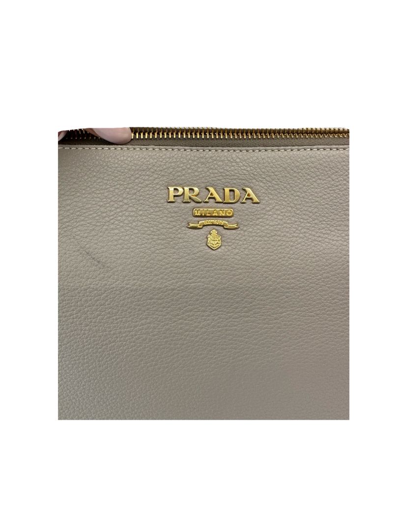 Prada Stone Logo Plaque Shoulder Bag.
