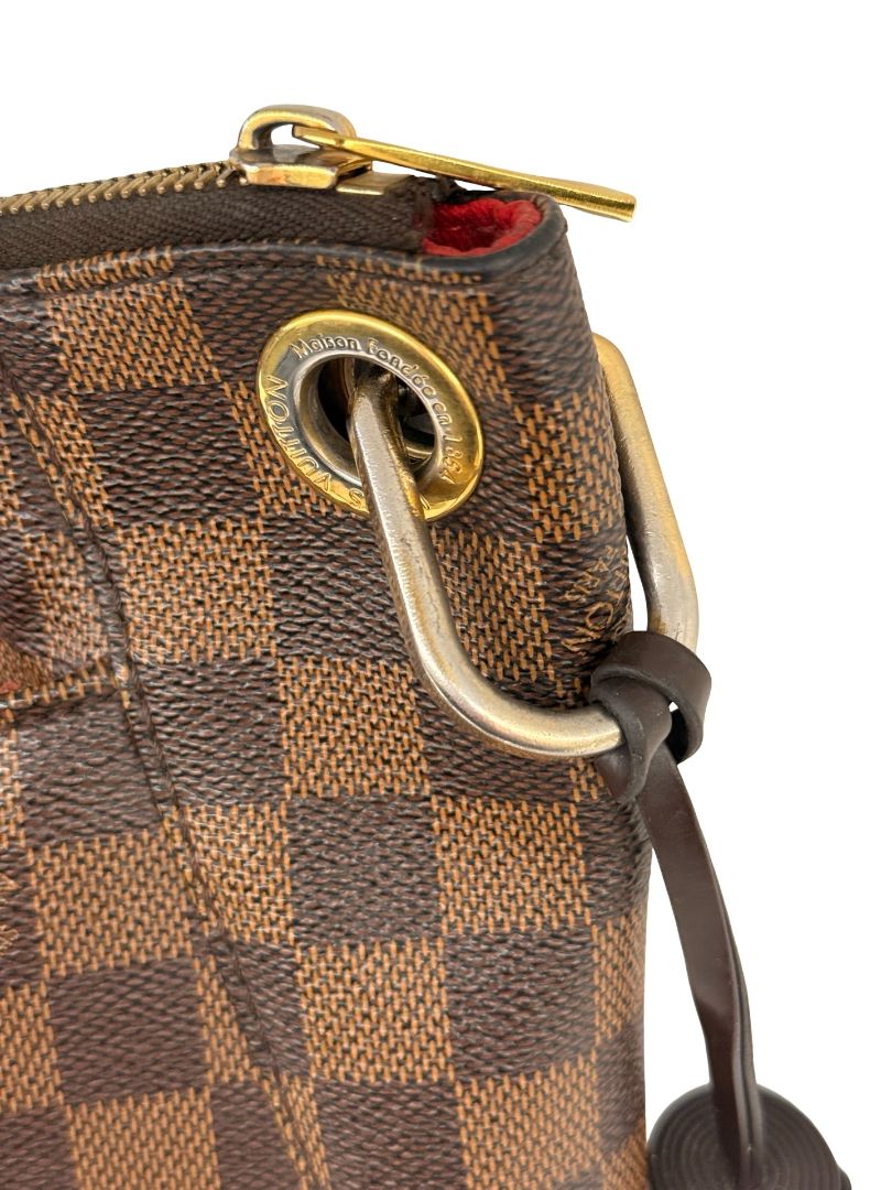 Louis Vuitton Brown Monogram 'South Bank Besace Damier Ebene' Crossbody Bag.