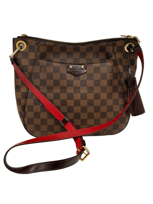 Louis Vuitton Brown Monogram 'South Bank Besace Damier Ebene' Crossbody Bag.