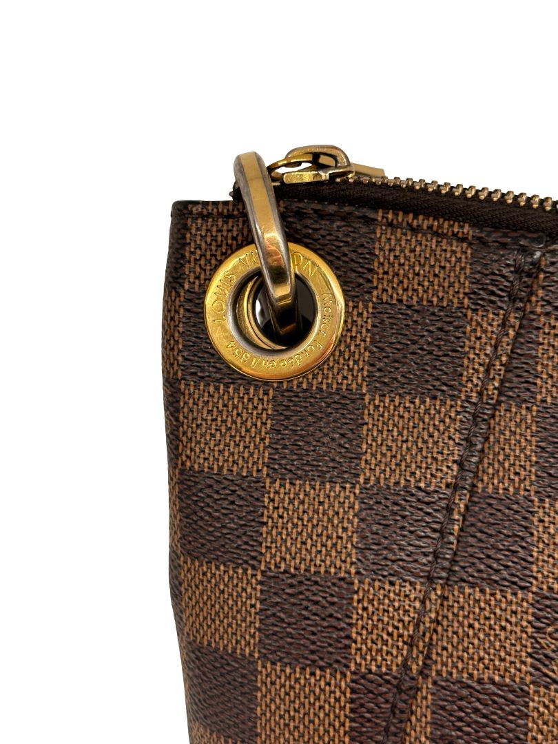 Louis Vuitton Brown Monogram 'South Bank Besace Damier Ebene' Crossbody Bag.
