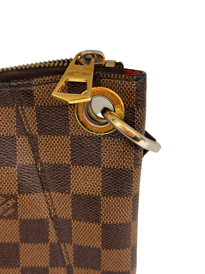 Louis Vuitton Brown Monogram 'South Bank Besace Damier Ebene' Crossbody Bag.