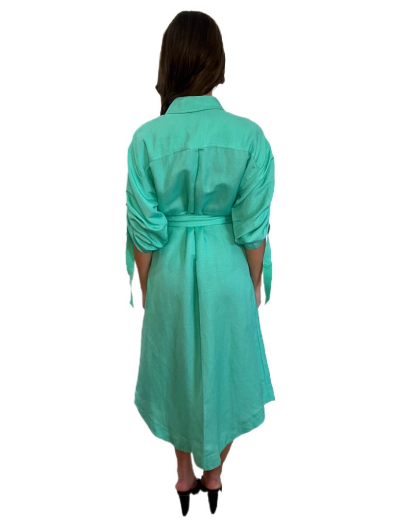 Aje Green Button Up Dress W Belt. Size: 10