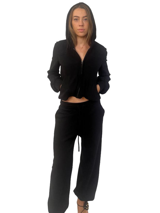 Sonia Rykiel Black Cotton Hoodie/Trackie Set. Size: S-L