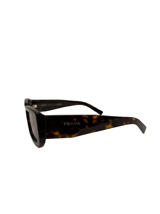 Prada Brown Tortoiseshell Rectangular Glasses.