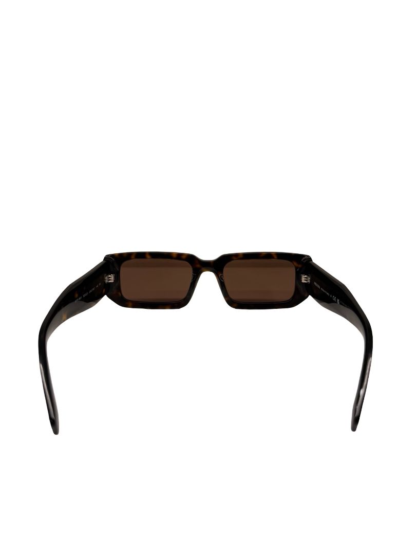 Prada Brown Tortoiseshell Rectangular Glasses.