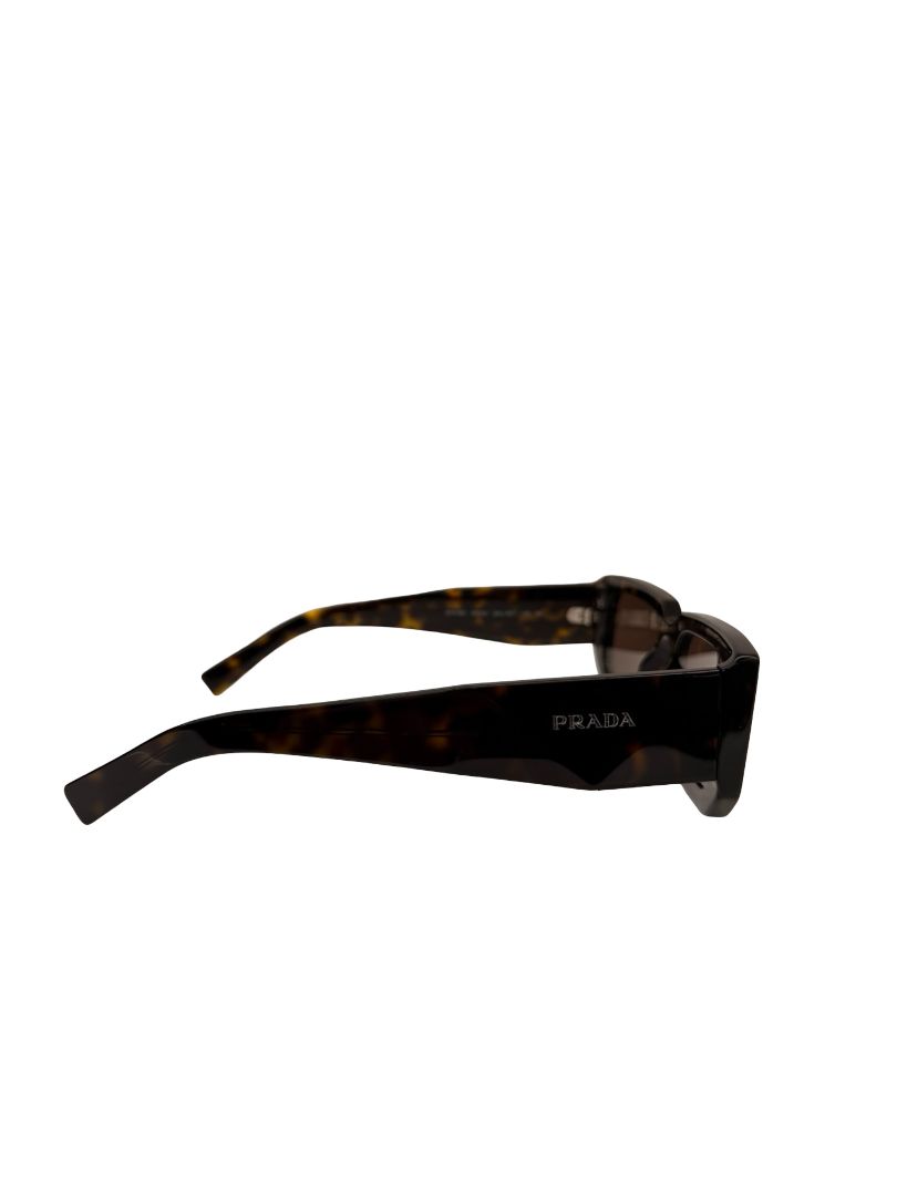 Prada Brown Tortoiseshell Rectangular Glasses.