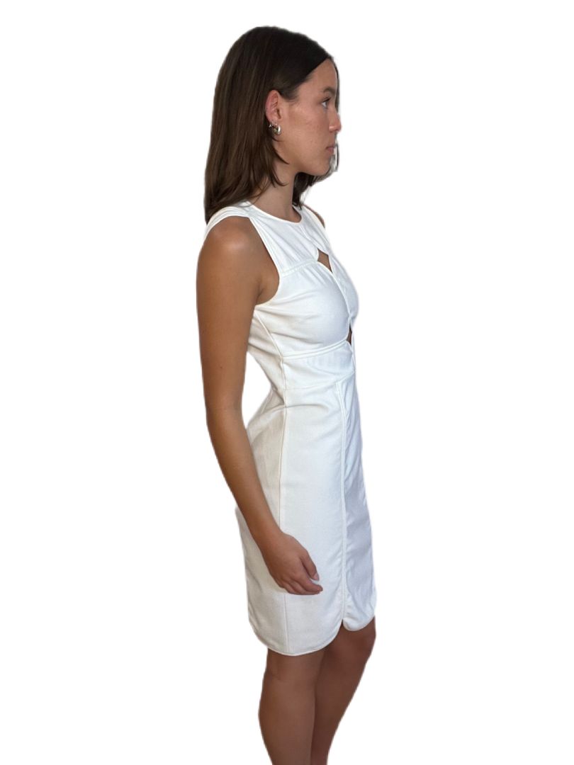 Yigal Azrouel White Sleeveless Cut Outs Dress. Size: 6