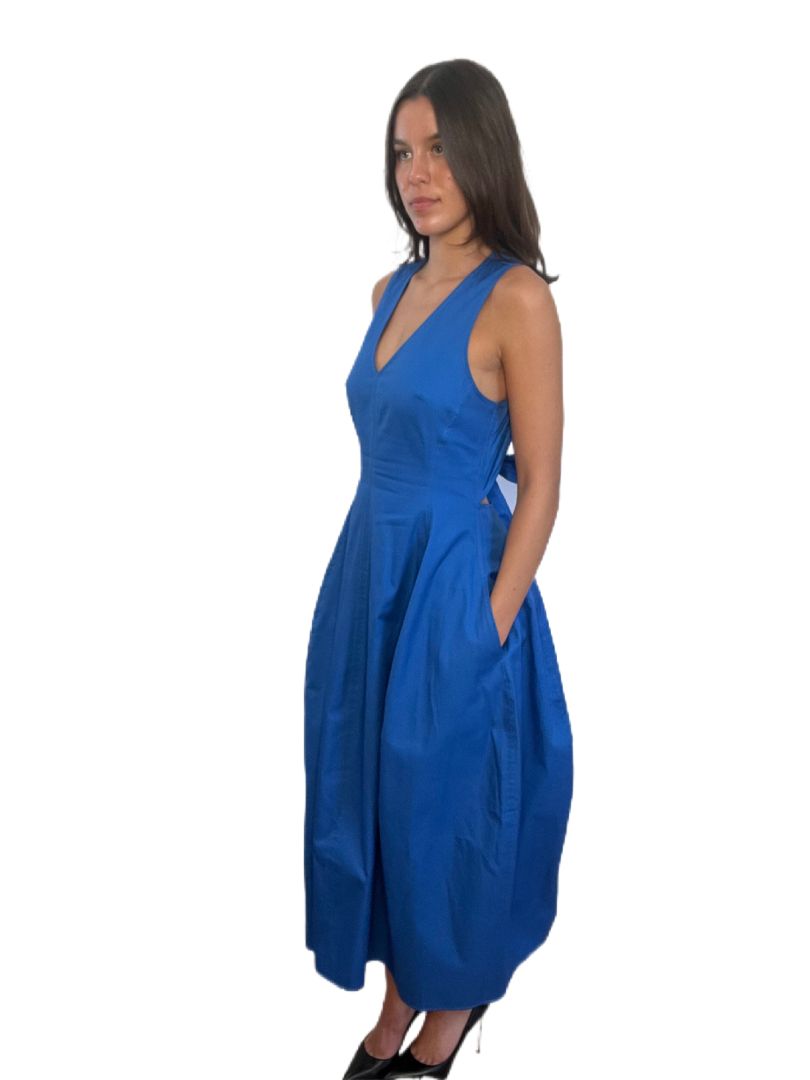 Camilla & Marc Cobalt Blue Sleeveless V-Neck Long Dress w Cutout Back Detail. Size: 10