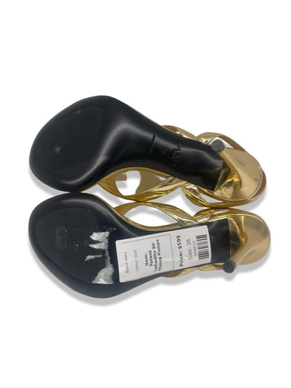 Alaia Gold Patent 'Infradito 90' Thong Pumps. Size: 38