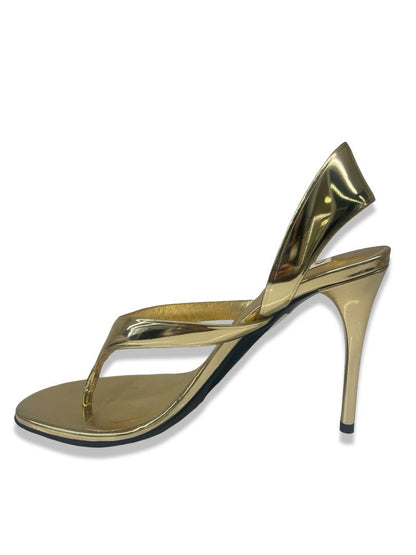 Alaia Gold Patent 'Infradito 90' Thong Pumps. Size: 38