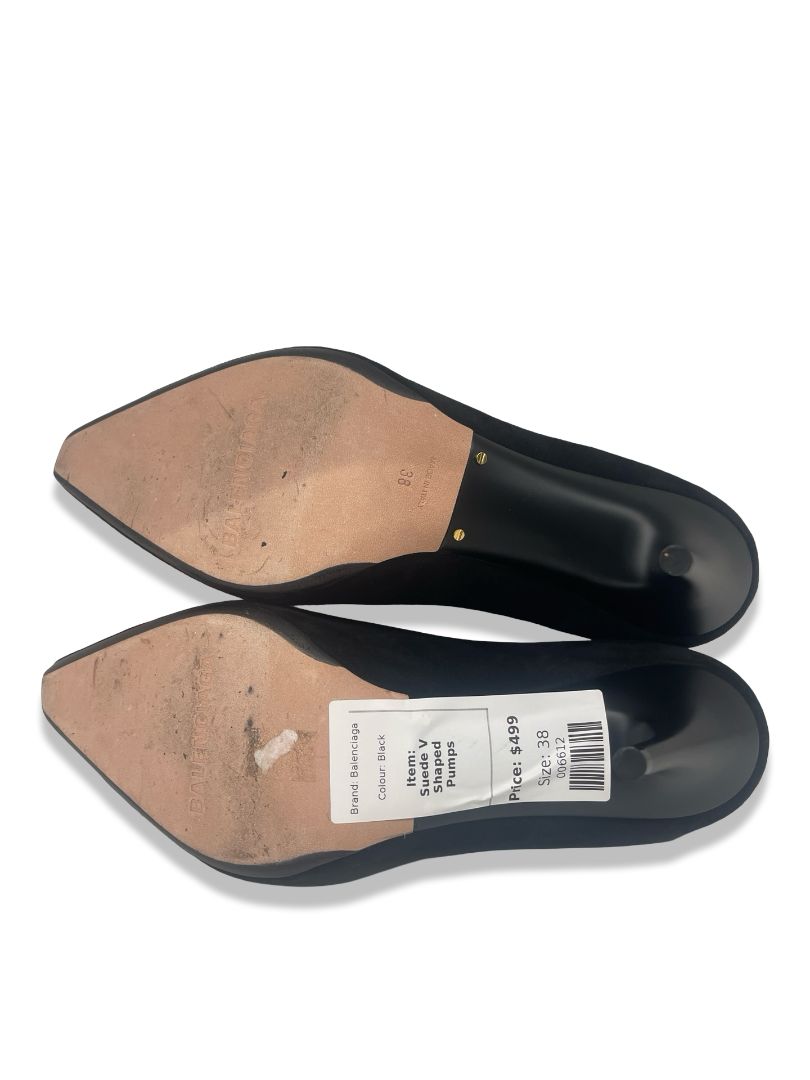 Balenciaga Black Suede 'Duchesse 90' Pumps. Size: 38