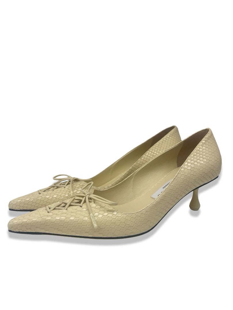 Jimmy Choo Cream Leather Lace 'Scarlett 50' Pumps. Size: 38
