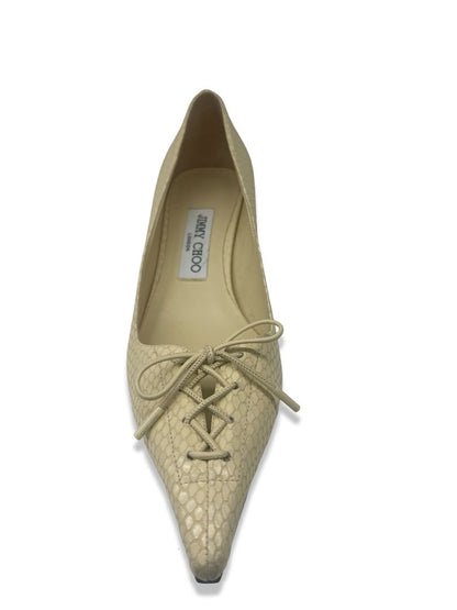 Jimmy Choo Cream Leather Lace 'Scarlett 50' Pumps. Size: 38