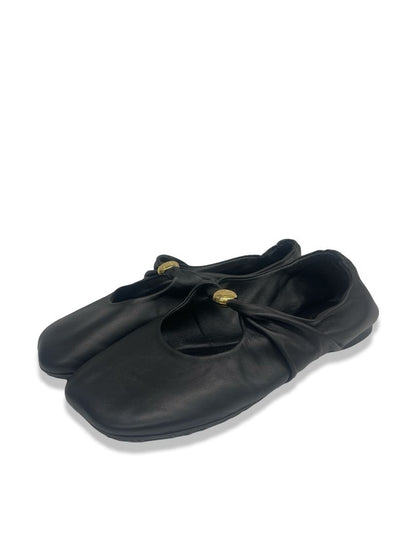 Loewe Black 'Pebble Soft Ballerina' Flats. Size: 38