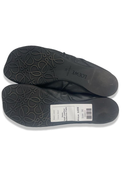 Loewe Black 'Pebble Soft Ballerina' Flats. Size: 38