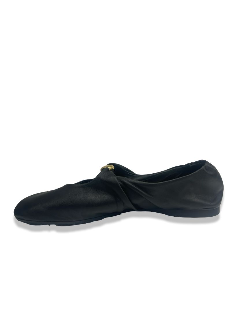 Loewe Black 'Pebble Soft Ballerina' Flats. Size: 38