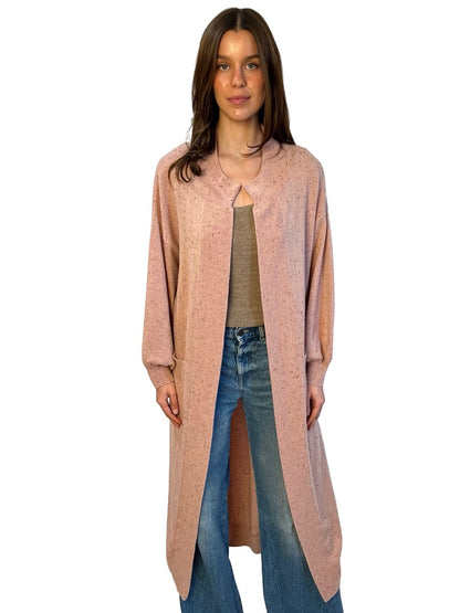 Flannel Pink Cashmere Long Cardigan. Size: M/L