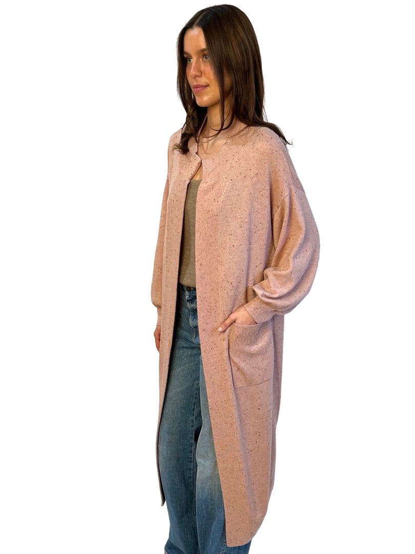 Flannel Pink Cashmere Long Cardigan. Size: M/L