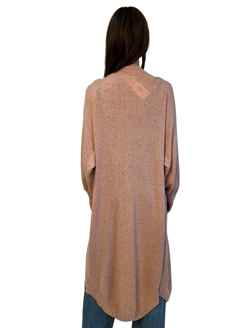 Flannel Pink Cashmere Long Cardigan. Size: M/L