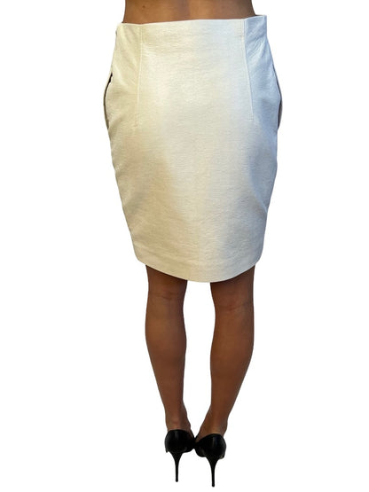 Scanlan Theodore White Croc Effect Mini Skirt. Size: 10