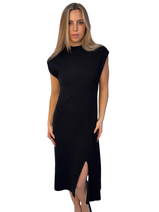 Kenzo Black Sleeveless Rib Knit Dress. Size: M