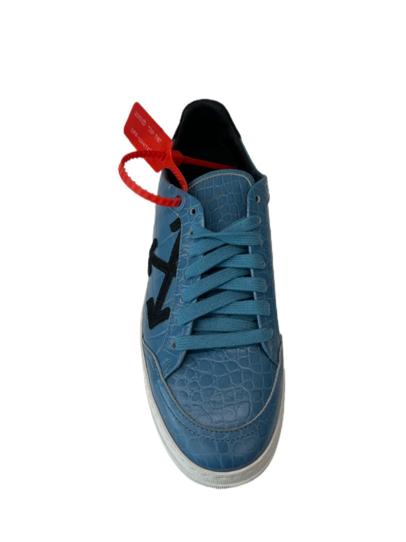 Off-White Blue Croc Embossed Sneakers w Arrows. Size: 37