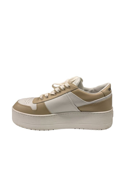 Prada Beige / White Platform 'Downtown' Leather Sneakers. Size: 39