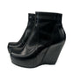 Rick Owens Black Leather Wedge Boots. Size: 36.5