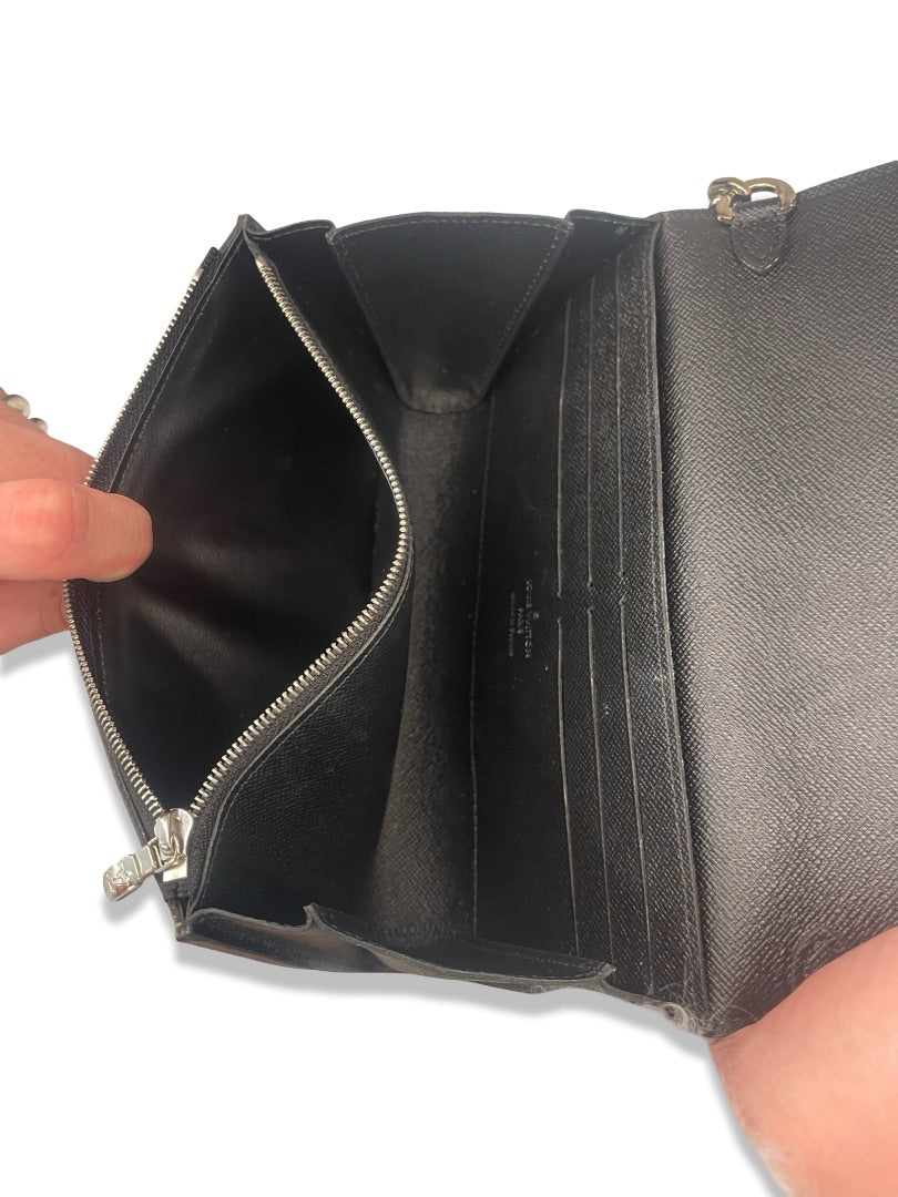 Louis Vuitton Black / Brown / Gold Louis Vuitton Reverse Monogram Studded Night Lights Twist Wallet On Chain.