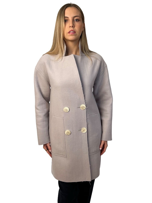 Lorena Antoniazzi Grey Reversible Wool Coat. Size: 40