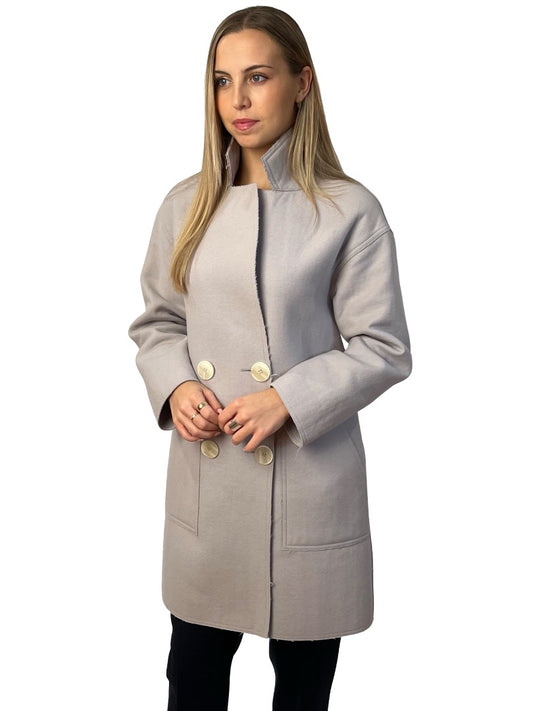 Lorena Antoniazzi Grey Reversible Wool Coat. Size: 40