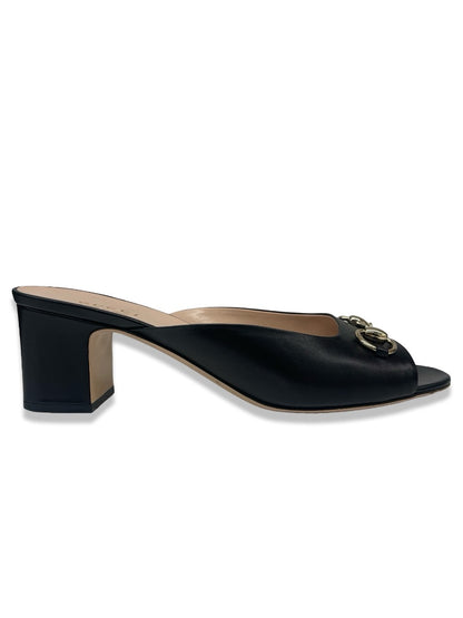 Gucci Black Block Heel Horsebit Mules. Size: 41