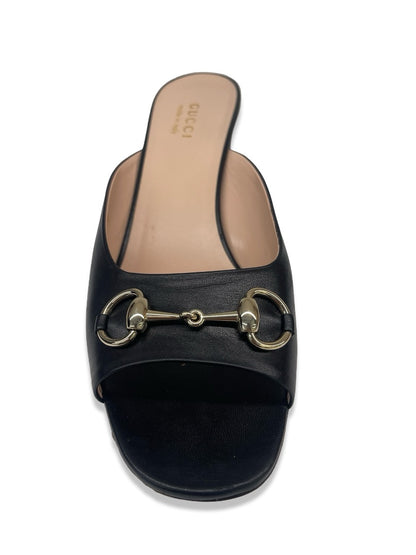 Gucci Black Block Heel Horsebit Mules. Size: 41