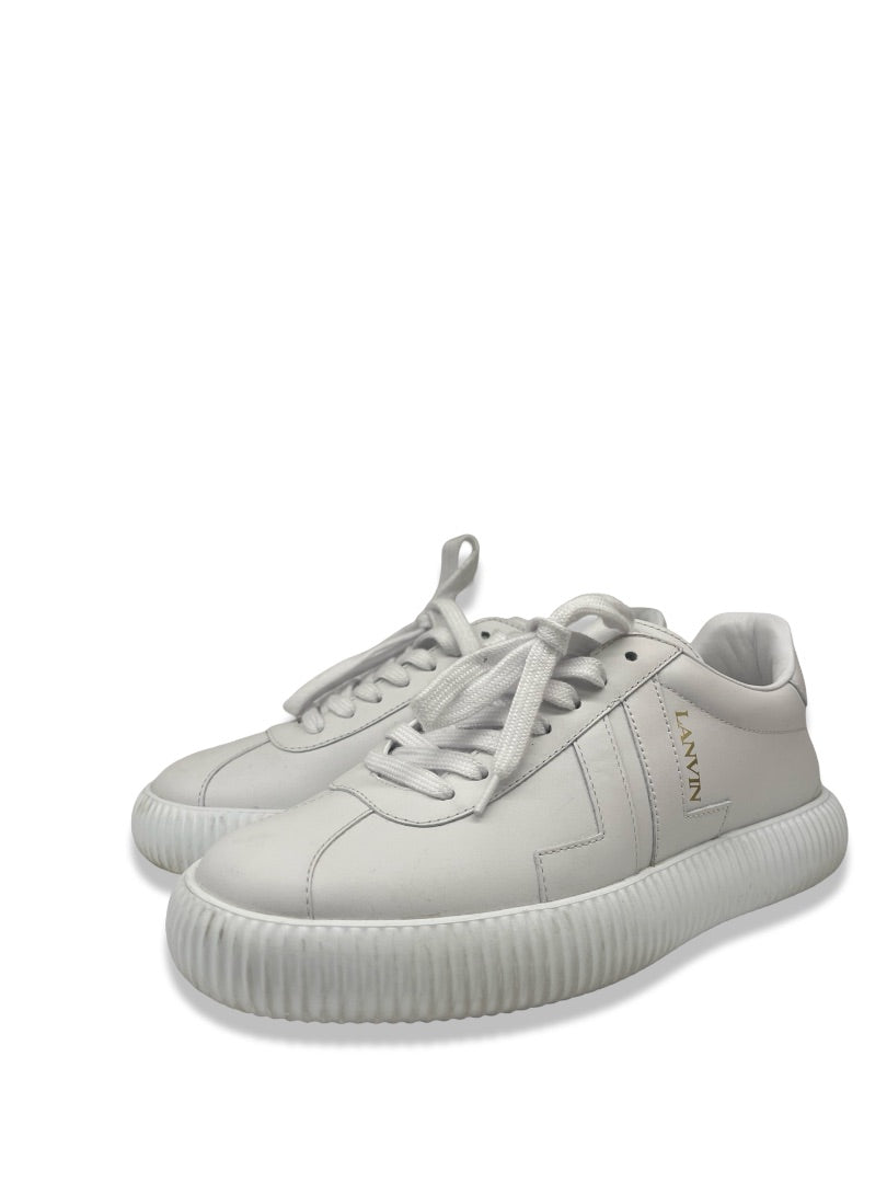 Lanvin White Glen Low-Top Calf Leather Sneaker. Size: 37