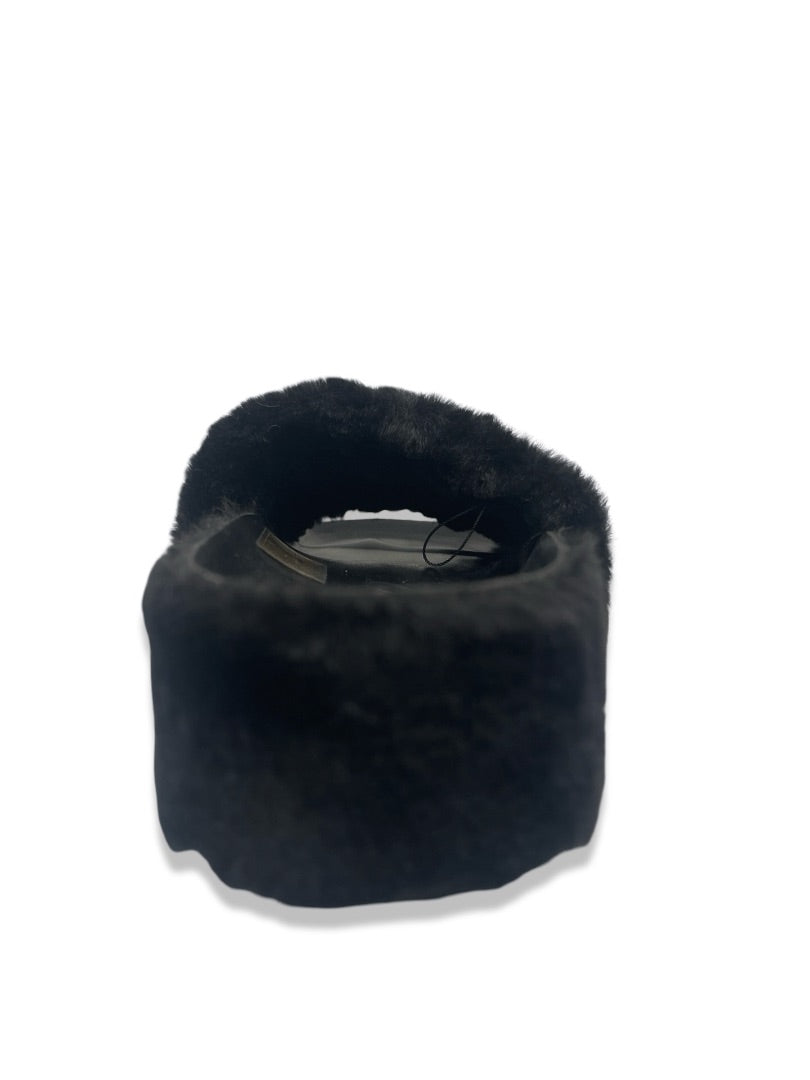Stella McCartney Black Platform Faux Fur Slides. Size: 38