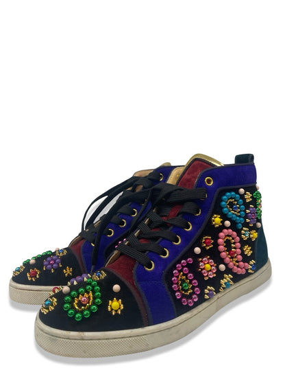 Christian Louboutin Multi-Colour Sneacandy Suede High Top Sneakers. Size: 39