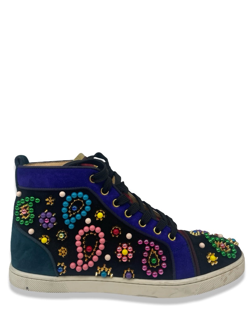 Christian Louboutin Multi-Colour Sneacandy Suede High Top Sneakers. Size: 39
