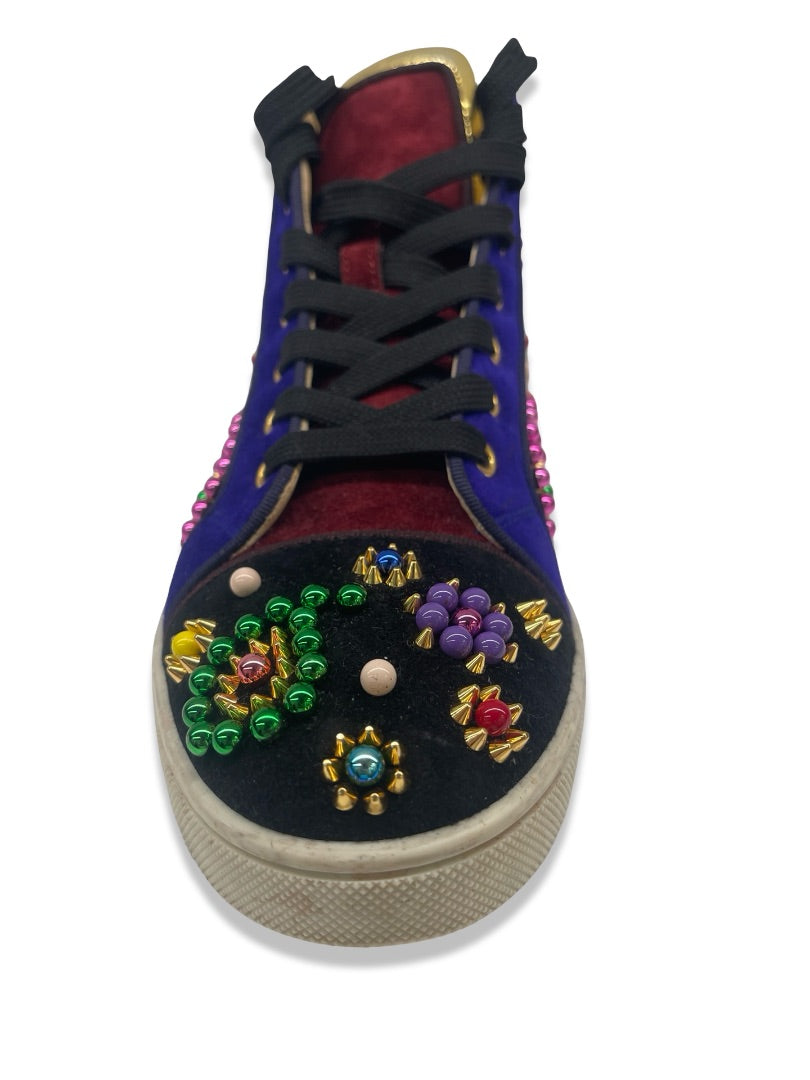 Christian Louboutin Multi-Colour Sneacandy Suede High Top Sneakers. Size: 39