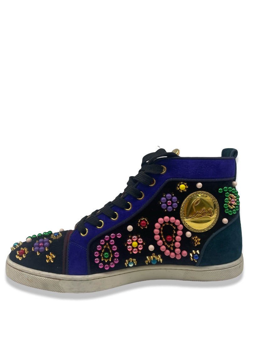 Christian Louboutin Multi-Colour Sneacandy Suede High Top Sneakers. Size: 39