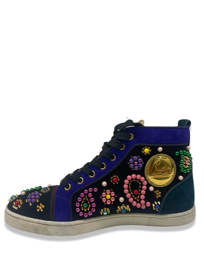 Christian Louboutin Multi-Colour Sneacandy Suede High Top Sneakers. Size: 39
