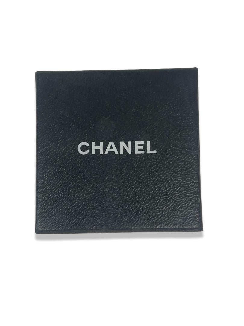 Chanel Silver CC Pink Crystal Stud Earrings.