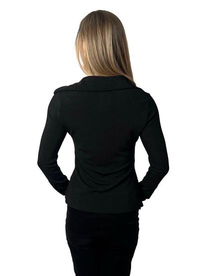 O.P On Parks Black Ruched Metallic Long Sleeve. Size: 8