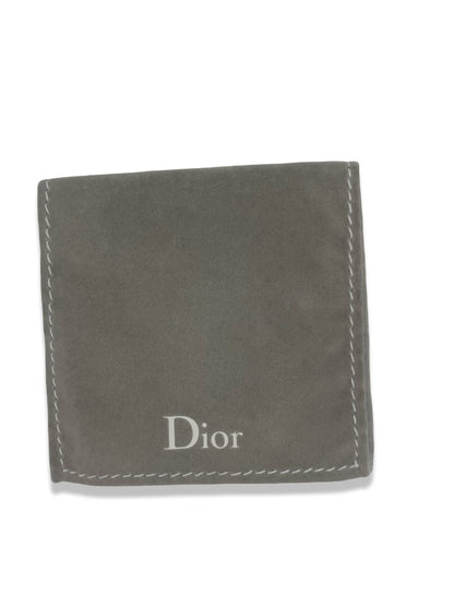 Christian Dior Silver Oblique Crystal Hook Earrings.